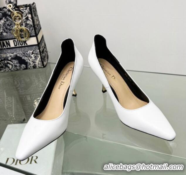 Luxury Dior D-Fame Calfskin Pumps 8cm Snow White 20211