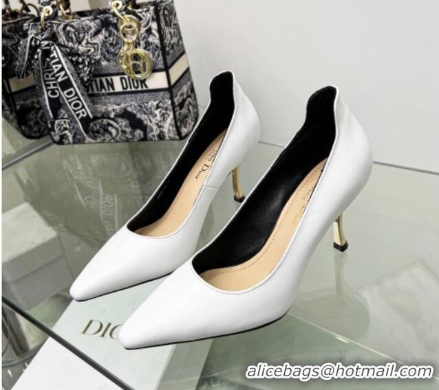 Luxury Dior D-Fame Calfskin Pumps 8cm Snow White 20211