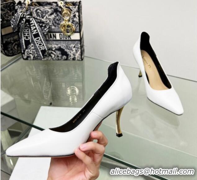 Luxury Dior D-Fame Calfskin Pumps 8cm Snow White 20211