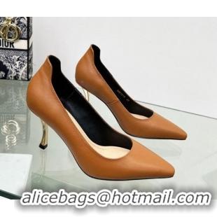 Best Price Dior D-Fame Calfskin Pumps 8cm Brown 2120212