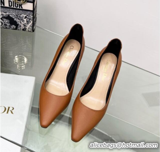 Best Price Dior D-Fame Calfskin Pumps 8cm Brown 2120212