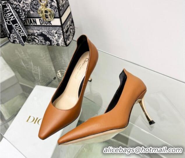 Best Price Dior D-Fame Calfskin Pumps 8cm Brown 2120212