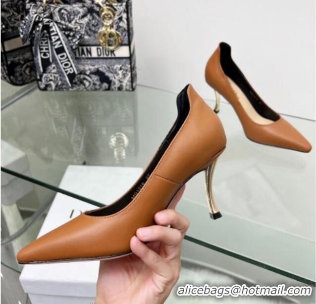 Best Price Dior D-Fame Calfskin Pumps 8cm Brown 2120212