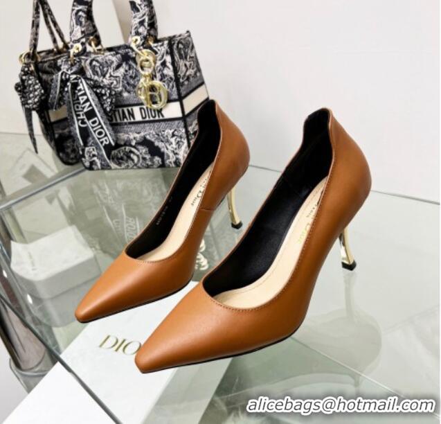 Best Price Dior D-Fame Calfskin Pumps 8cm Brown 2120212