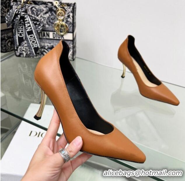 Best Price Dior D-Fame Calfskin Pumps 8cm Brown 2120212