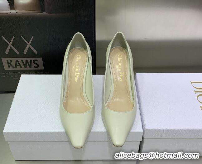 Good Quality Dior D-Fame Calfskin Pumps 8cm Cream White 120214