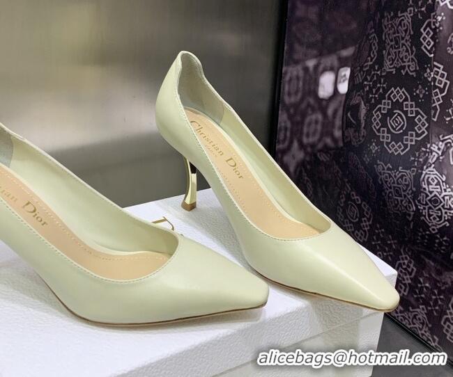 Good Quality Dior D-Fame Calfskin Pumps 8cm Cream White 120214