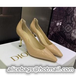 Good Product Dior D-Fame Patent Leather Pumps 8cm Beige 2120215