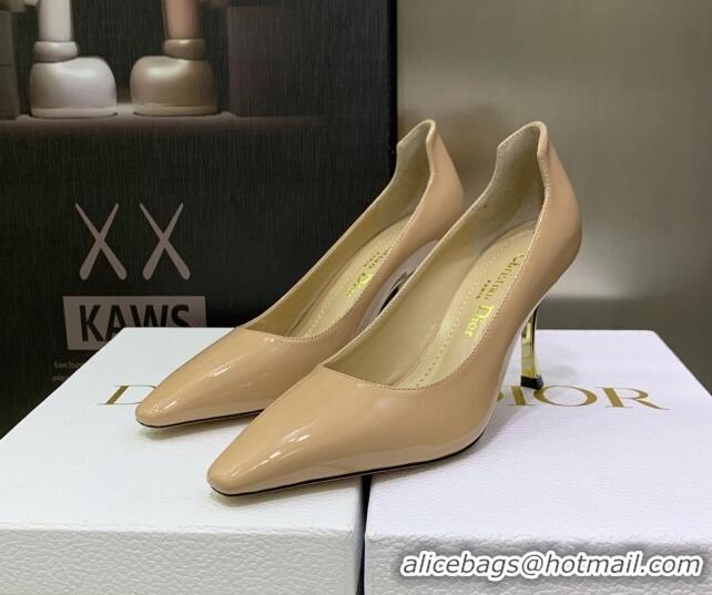 Good Product Dior D-Fame Patent Leather Pumps 8cm Beige 2120215