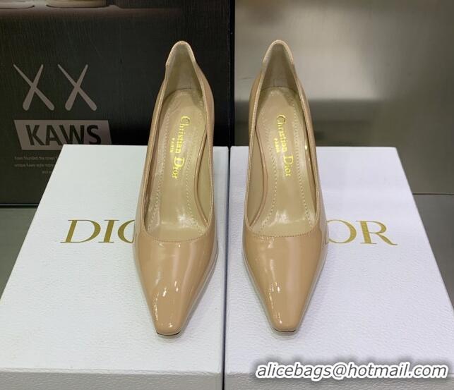 Good Product Dior D-Fame Patent Leather Pumps 8cm Beige 2120215