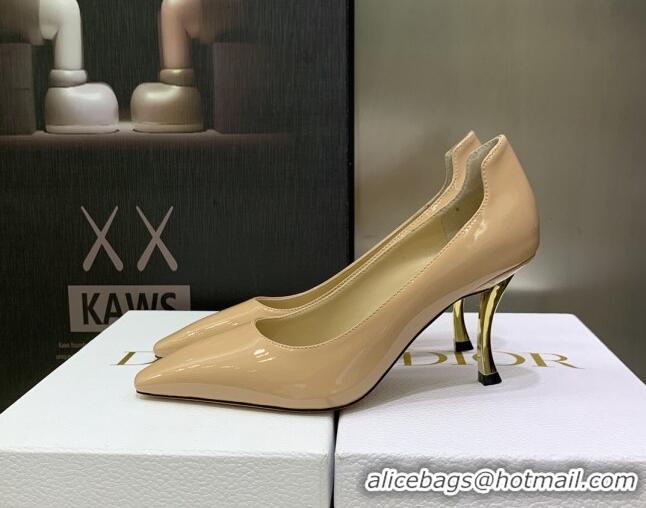 Good Product Dior D-Fame Patent Leather Pumps 8cm Beige 2120215