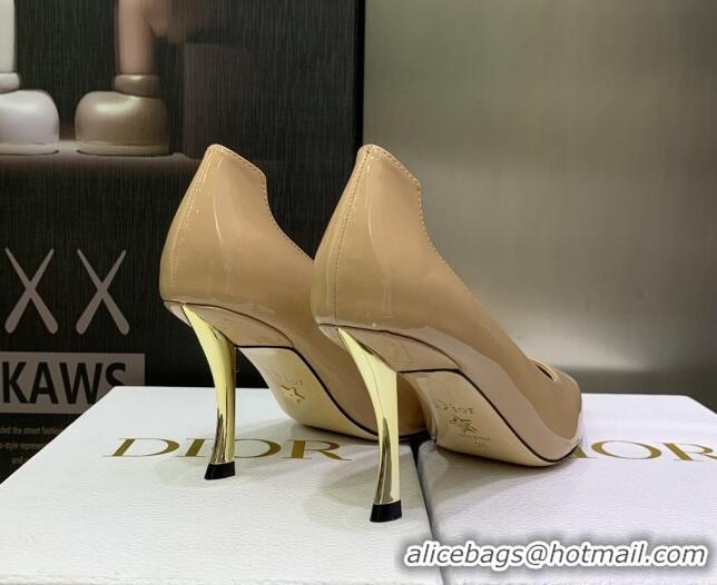 Good Product Dior D-Fame Patent Leather Pumps 8cm Beige 2120215