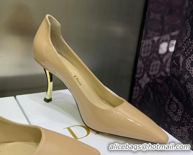 Good Product Dior D-Fame Patent Leather Pumps 8cm Beige 2120215