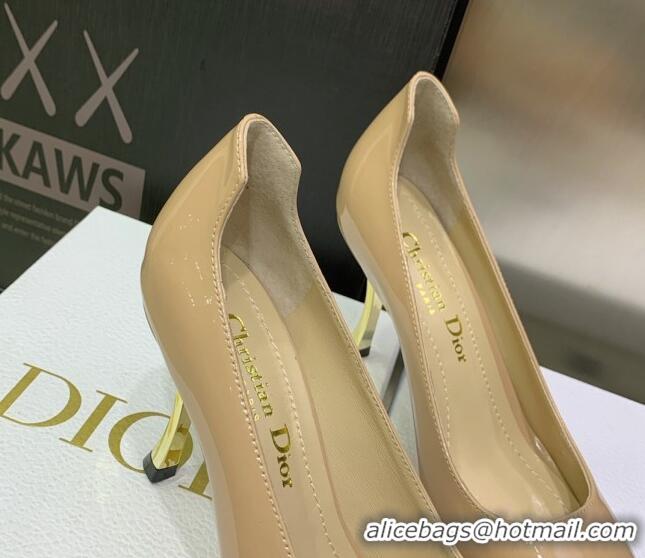 Good Product Dior D-Fame Patent Leather Pumps 8cm Beige 2120215