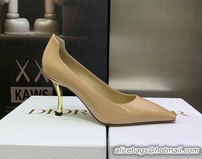 Good Product Dior D-Fame Patent Leather Pumps 8cm Beige 2120215