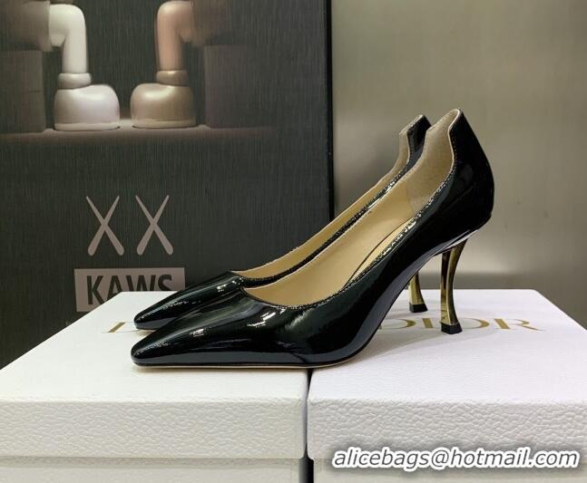 Charming Dior D-Fame Patent Leather Pumps 8cm Black 2120216