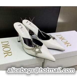 Classic Hot Dior Star Chain Mules 8.5cm White 2120217