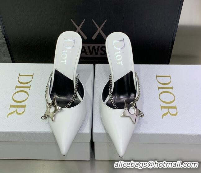 Classic Hot Dior Star Chain Mules 8.5cm White 2120217