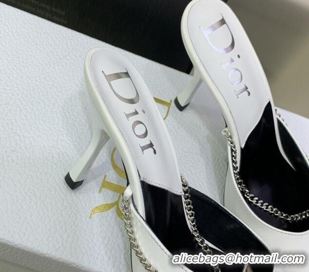 Classic Hot Dior Star Chain Mules 8.5cm White 2120217