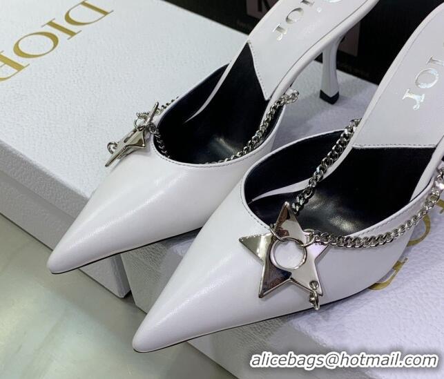 Classic Hot Dior Star Chain Mules 8.5cm White 2120217