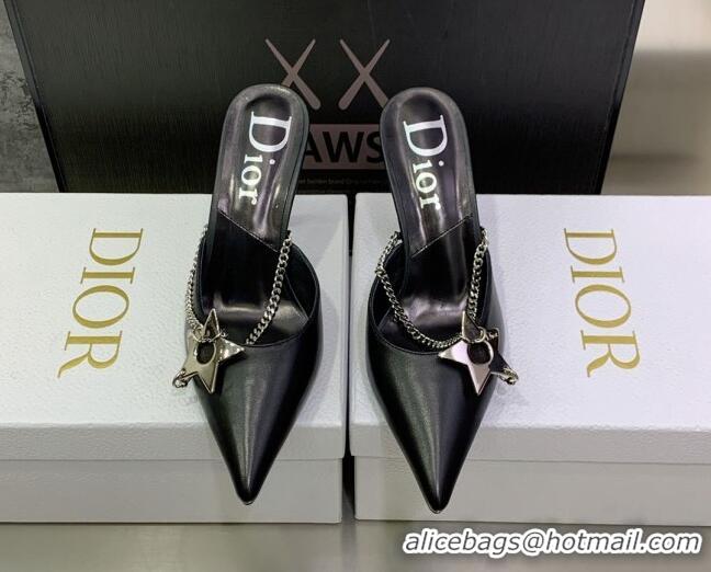 Sumptuous Dior Star Chain Mules 8.5cm Black 2120218