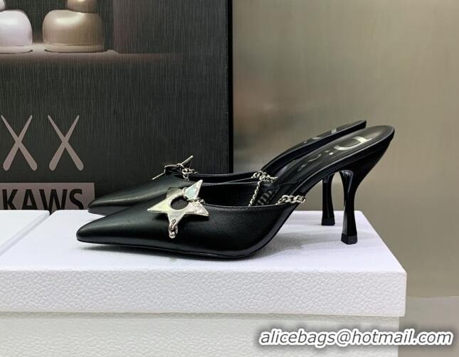 Sumptuous Dior Star Chain Mules 8.5cm Black 2120218