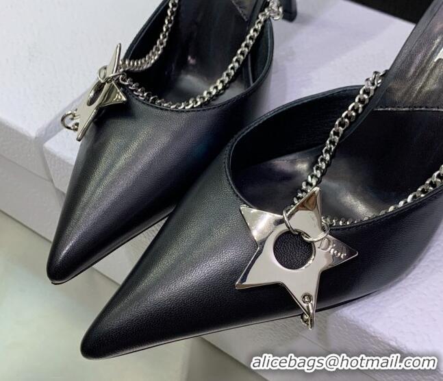 Sumptuous Dior Star Chain Mules 8.5cm Black 2120218