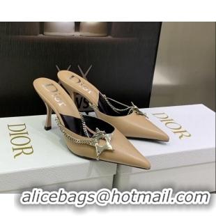 Low Price Dior Star Chain Mules 8.5cm Beige 2120220