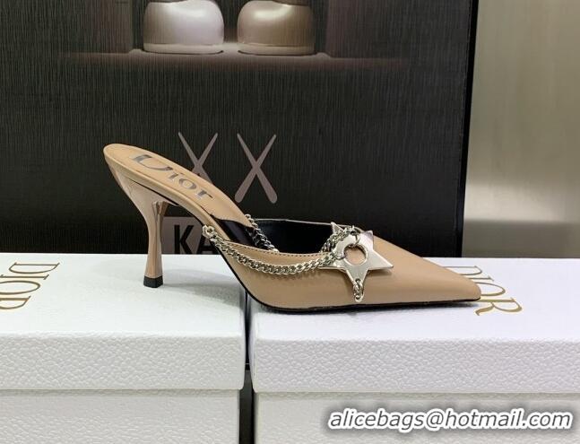 Low Price Dior Star Chain Mules 8.5cm Beige 2120220