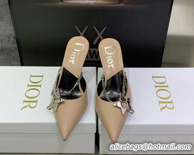 Low Price Dior Star Chain Mules 8.5cm Beige 2120220