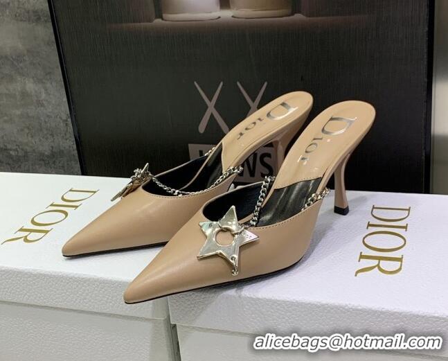 Low Price Dior Star Chain Mules 8.5cm Beige 2120220