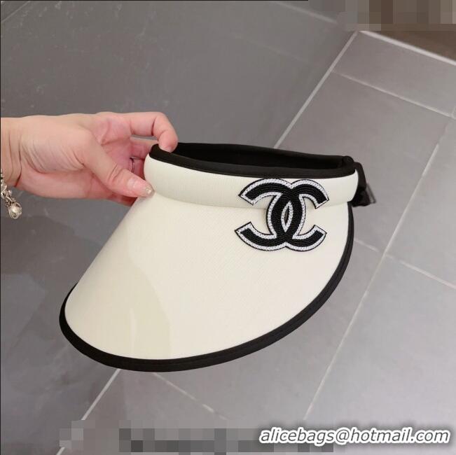 Well Crafted Chanel CC Visor Hat 051208 White 2023