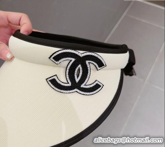 Well Crafted Chanel CC Visor Hat 051208 White 2023