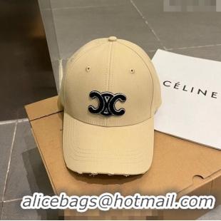 Good Product Celine Canvas Baseball Hat 051206 Beige 2023