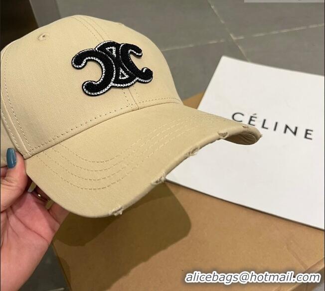 Good Product Celine Canvas Baseball Hat 051206 Beige 2023