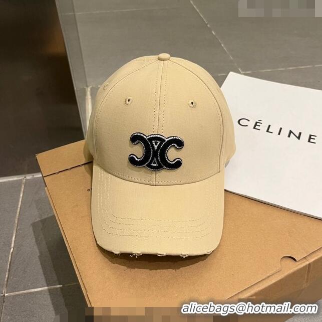 Good Product Celine Canvas Baseball Hat 051206 Beige 2023