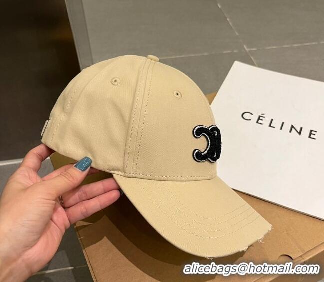 Good Product Celine Canvas Baseball Hat 051206 Beige 2023