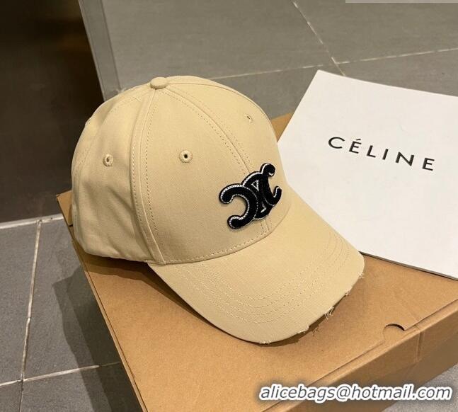 Good Product Celine Canvas Baseball Hat 051206 Beige 2023