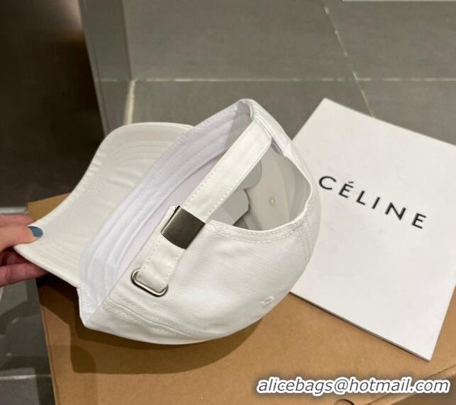 Top Quality Celine Canvas Baseball Hat 051206 White 2023