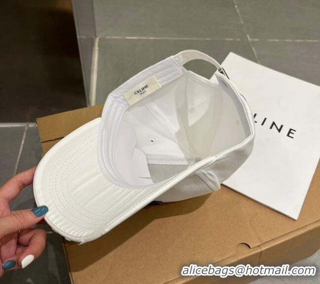 Top Quality Celine Canvas Baseball Hat 051206 White 2023