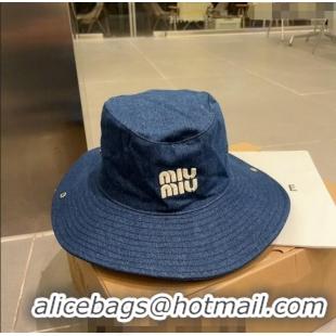 Buy Discount Miu Miu Wide Brim Hat 051202 Blue 2023