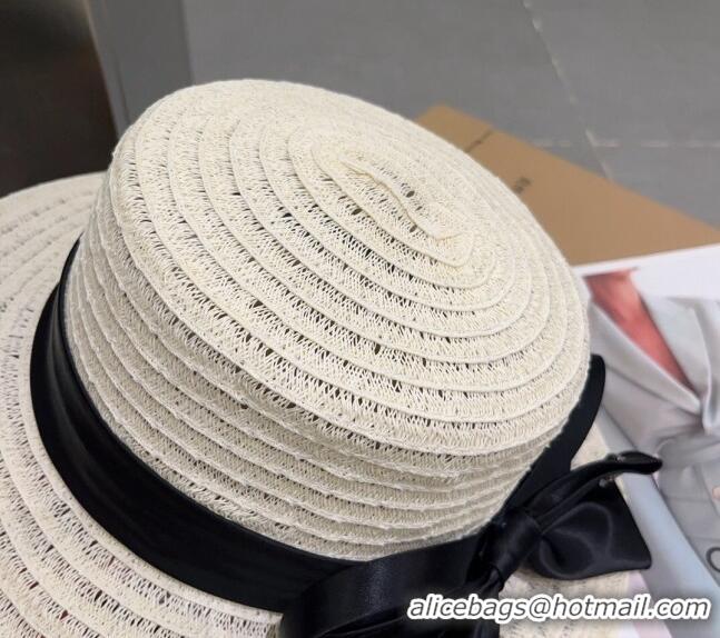 Good Product Miu Miu Straw Wide Brim Hat with Bow 0512 Beige 2023