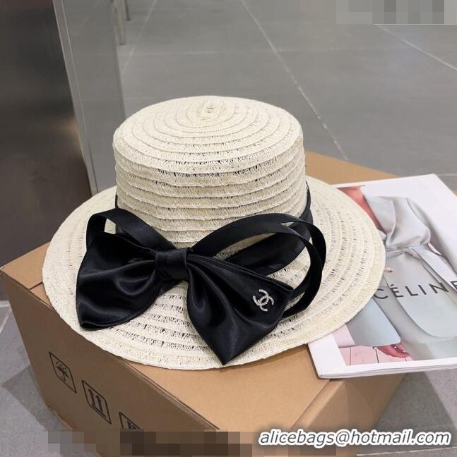 Good Product Miu Miu Straw Wide Brim Hat with Bow 0512 Beige 2023