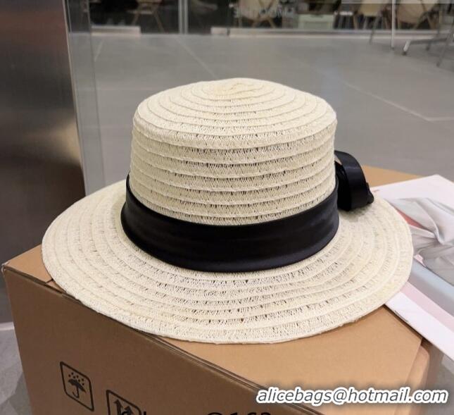 Good Product Miu Miu Straw Wide Brim Hat with Bow 0512 Beige 2023