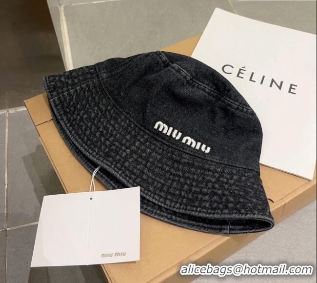 Famous Brand Miu Miu Denim Bucket Hat 051203 Black 2023