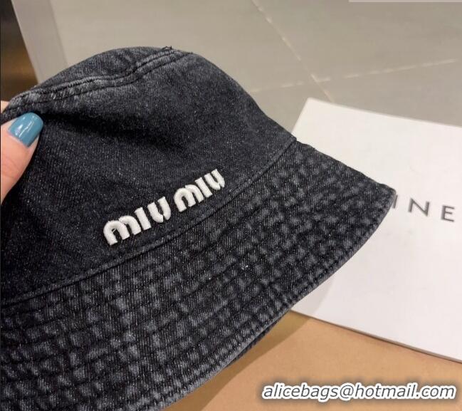 Famous Brand Miu Miu Denim Bucket Hat 051203 Black 2023