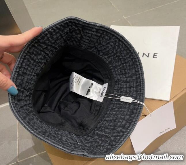 Famous Brand Miu Miu Denim Bucket Hat 051203 Black 2023