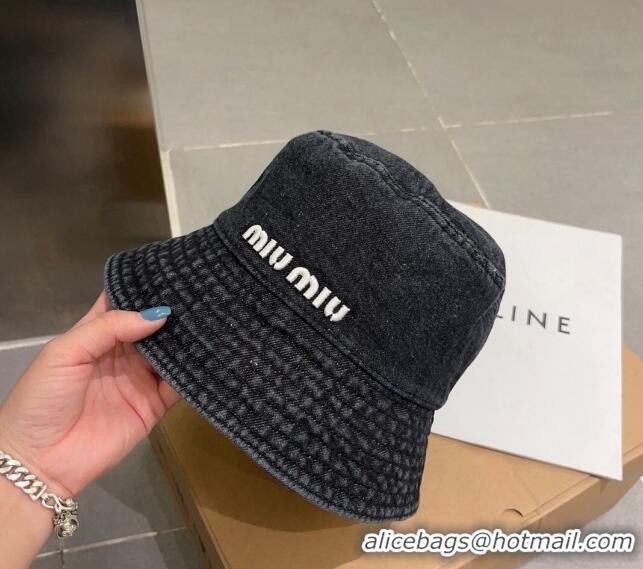 Famous Brand Miu Miu Denim Bucket Hat 051203 Black 2023