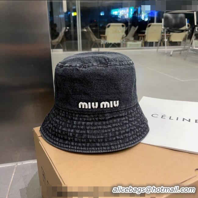 Famous Brand Miu Miu Denim Bucket Hat 051203 Black 2023