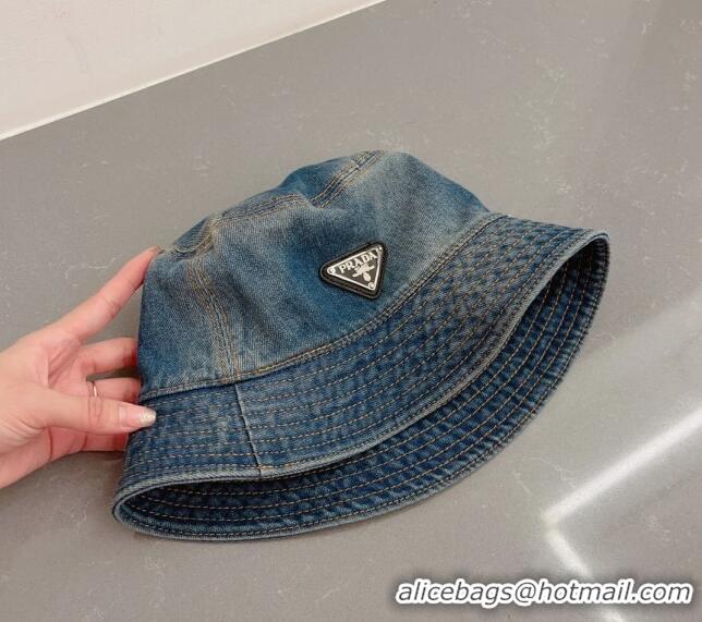 Famous Brand Prada Denim Bucket Hat 051209 2023